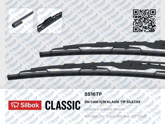 SILBAK SS16TP Silecek Supurgesi 510mm R19 Europa -Transit (Alman Kancali) 2.5 Dia